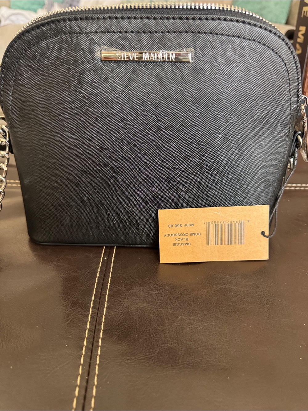 Steve Madden Black Saffiano Dome Crossbody NWT